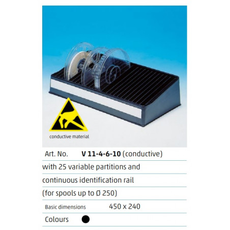 ESD-leitfähige Spulenboxen aus carbongefülltem PS, Rs ≤ 10⁵ Ω, 10 Fächer – Eurostat