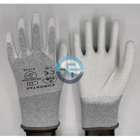 ESD grey Gloves fingers and palm PU coated