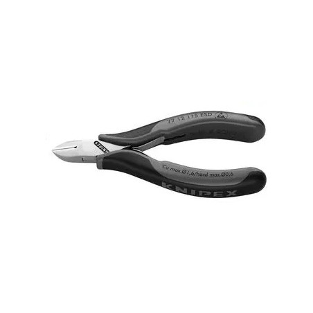 ESD- Knipex -Schneidezange 77 12 115 – Rundkopf, abgeschrägt + Bleifänger, hochglanzpoliert