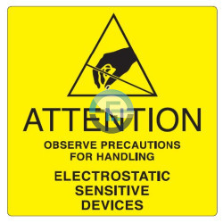 ESD Yellow Labels 51×51mm Removable Acrylic Adhesive...