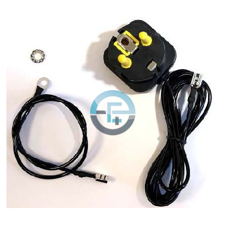 Erdungskontakt für ESD-Tisch – Flachstecker, 1,5-m-Kabel + 0,4-m-Kabel, 1-MΩ-Widerstand – Eurostat
